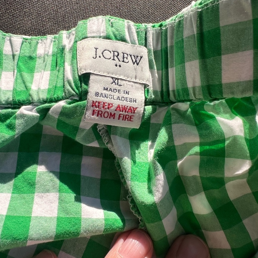 J Crew Green Gingham Pajama Pants - Lightweight Sleepwear XL - Picture 2 of 4